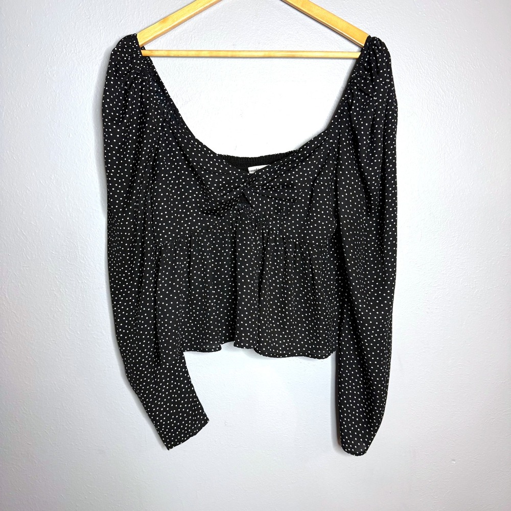 Abercrombie & Fitch Polka Dot Blouse Long Sleeve Square Neck Top M